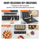 Food Warmers & Chafing Dishes: VEVOR Mini Dutch Pancake Maker, 25PCS 43mm Diameter Dorayaki Baker Machine, 1700W Commercial Electric Poffertjes Grill, Non-stick Stainless Steel, Temp & Time Control, for Home Kitchen Restaurant