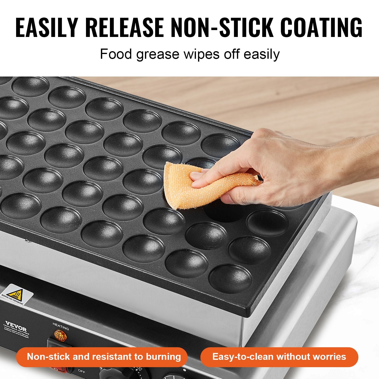 Food Warmers & Chafing Dishes: VEVOR Mini Dutch Pancake Maker, 50PCS 43mm Diameter Dorayaki Baker Machine, 1700W Commercial Electric Poffertjes Grill, Non-stick Stainless Steel, Dual Temp & Time Control, for Home Kitchen Restaurant