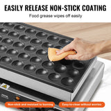 Food Warmers & Chafing Dishes: VEVOR Mini Dutch Pancake Maker, 50PCS 43mm Diameter Dorayaki Baker Machine, 1700W Commercial Electric Poffertjes Grill, Non-stick Stainless Steel, Dual Temp & Time Control, for Home Kitchen Restaurant