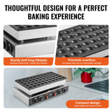Food Warmers & Chafing Dishes: VEVOR Mini Dutch Pancake Maker, 50PCS 43mm Diameter Dorayaki Baker Machine, 1700W Commercial Electric Poffertjes Grill, Non-stick Stainless Steel, Dual Temp & Time Control, for Home Kitchen Restaurant
