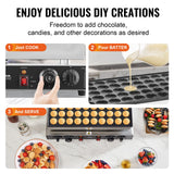 Food Warmers & Chafing Dishes: VEVOR Mini Dutch Pancake Maker, 50PCS 43mm Diameter Dorayaki Baker Machine, 1700W Commercial Electric Poffertjes Grill, Non-stick Stainless Steel, Dual Temp & Time Control, for Home Kitchen Restaurant