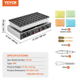 Food Warmers & Chafing Dishes: VEVOR Mini Dutch Pancake Maker, 50PCS 43mm Diameter Dorayaki Baker Machine, 1700W Commercial Electric Poffertjes Grill, Non-stick Stainless Steel, Dual Temp & Time Control, for Home Kitchen Restaurant