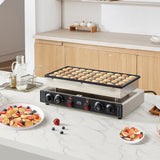 Food Warmers & Chafing Dishes: VEVOR Mini Dutch Pancake Maker, 50PCS 43mm Diameter Dorayaki Baker Machine, 1700W Commercial Electric Poffertjes Grill, Non-stick Stainless Steel, Dual Temp & Time Control, for Home Kitchen Restaurant