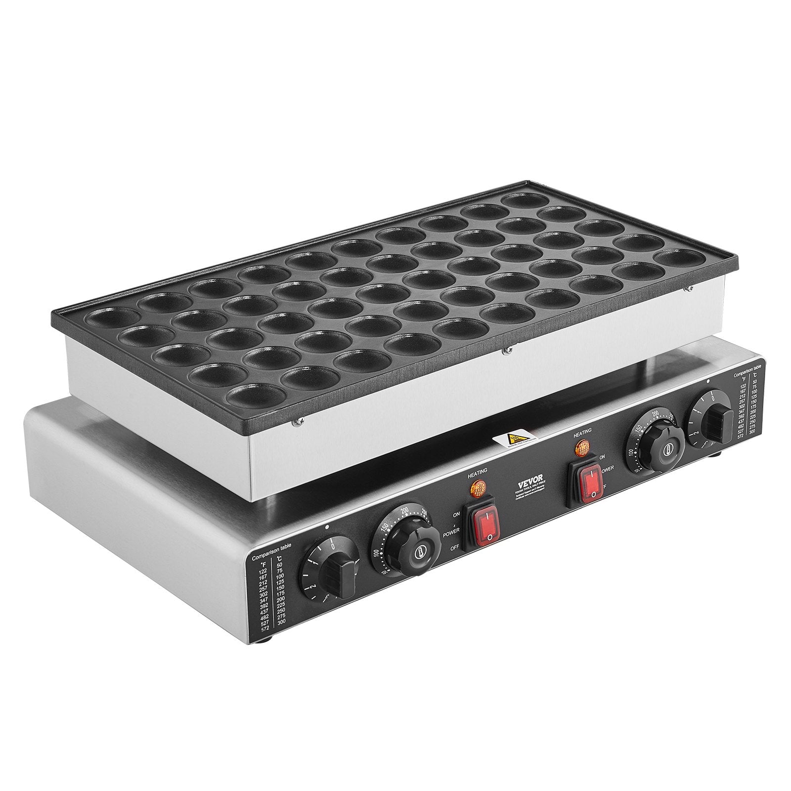 Food Warmers & Chafing Dishes: VEVOR Mini Dutch Pancake Maker, 50PCS 43mm Diameter Dorayaki Baker Machine, 1700W Commercial Electric Poffertjes Grill, Non-stick Stainless Steel, Dual Temp & Time Control, for Home Kitchen Restaurant
