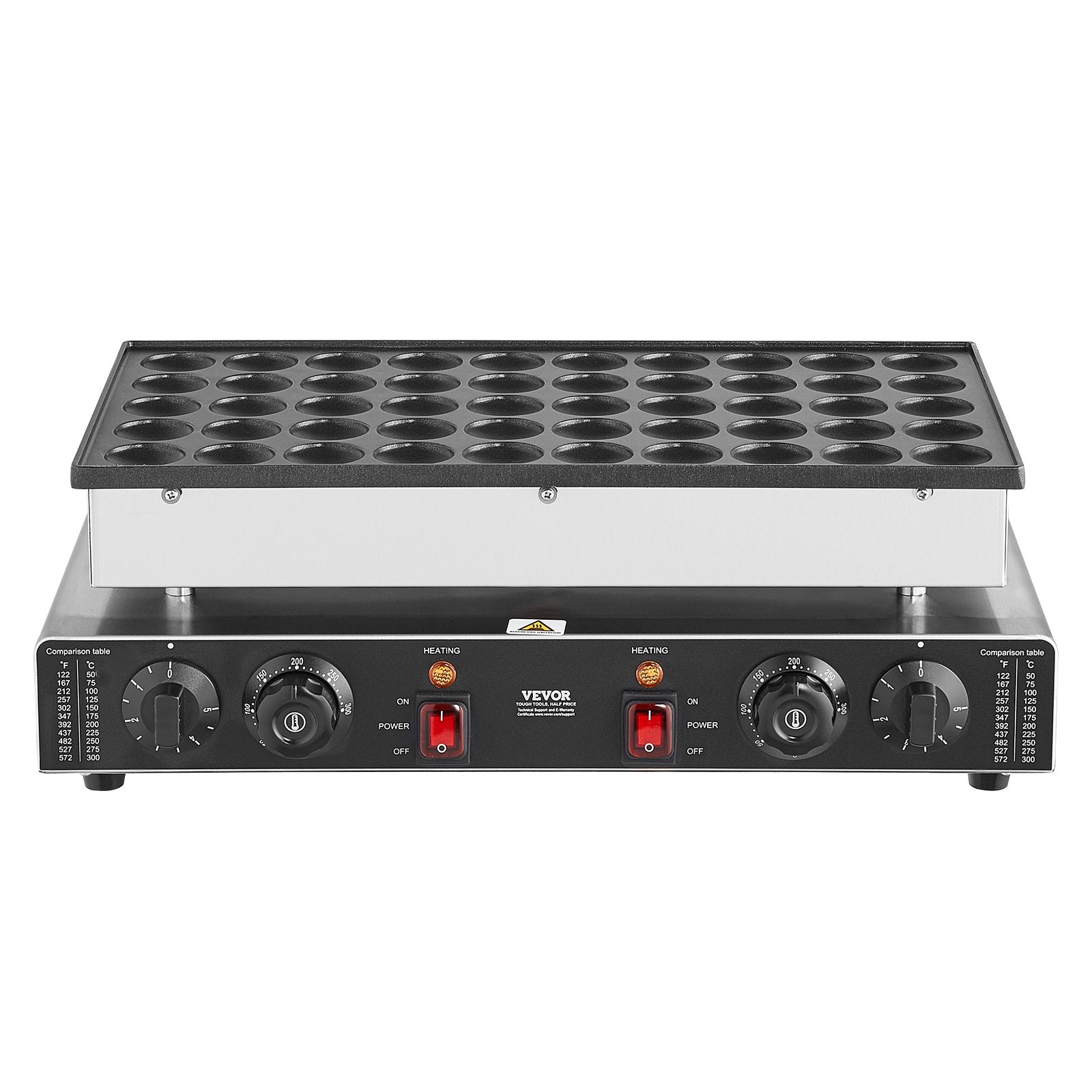 Food Warmers & Chafing Dishes: VEVOR Mini Dutch Pancake Maker, 50PCS 43mm Diameter Dorayaki Baker Machine, 1700W Commercial Electric Poffertjes Grill, Non-stick Stainless Steel, Dual Temp & Time Control, for Home Kitchen Restaurant