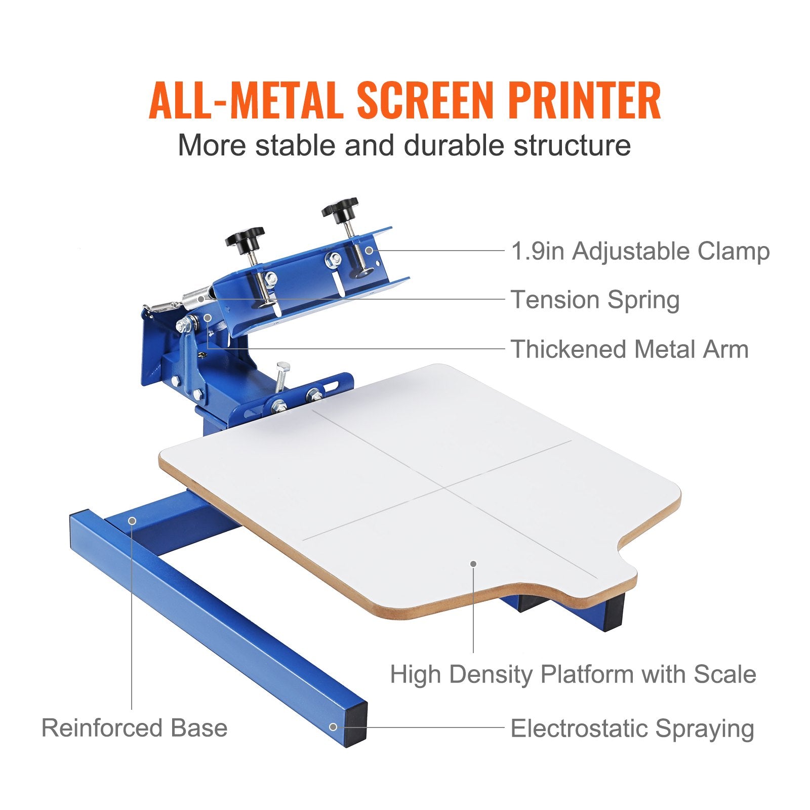 Hand Tools: VEVOR Screen Printing Machine, 1 Color 1 Station Silk Screen Printing Press, 21.2x17.7in / 54x45cm Screen Printing Press, Double-layer Positioning Pallet, Adjustable Tension for T-shirt DIY Printing