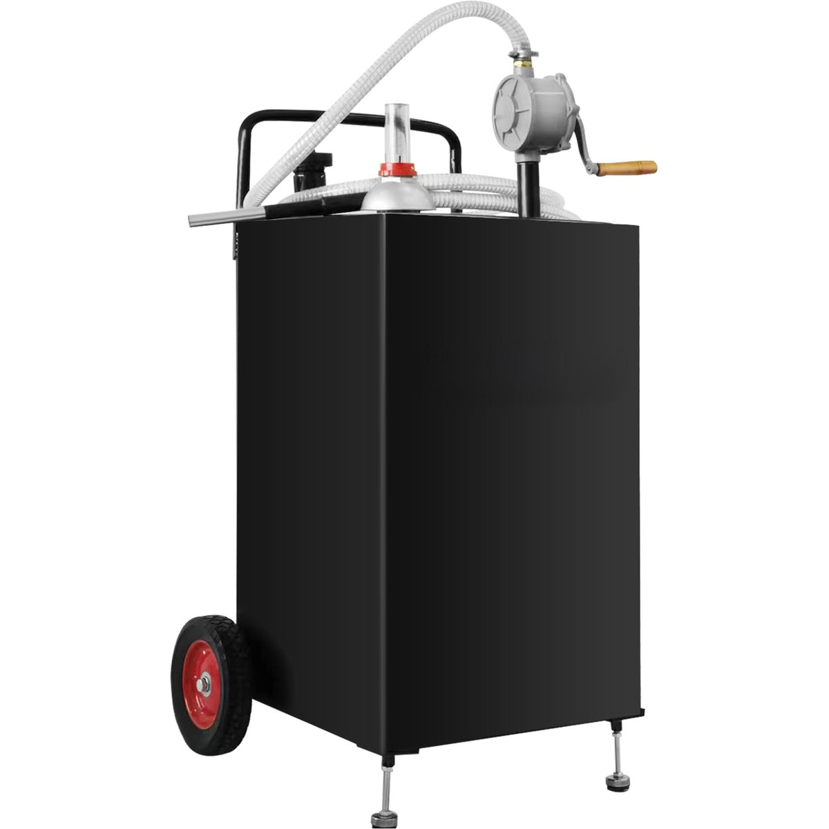 114L Gas Caddy, Fuel Storage Tank with Wheels, Portable Fuel Caddy with Manuel Transfer Pump, Gasoline Diesel Fuel Container for Cars, Lawn Mowers, ATVs, Boats, More, Black