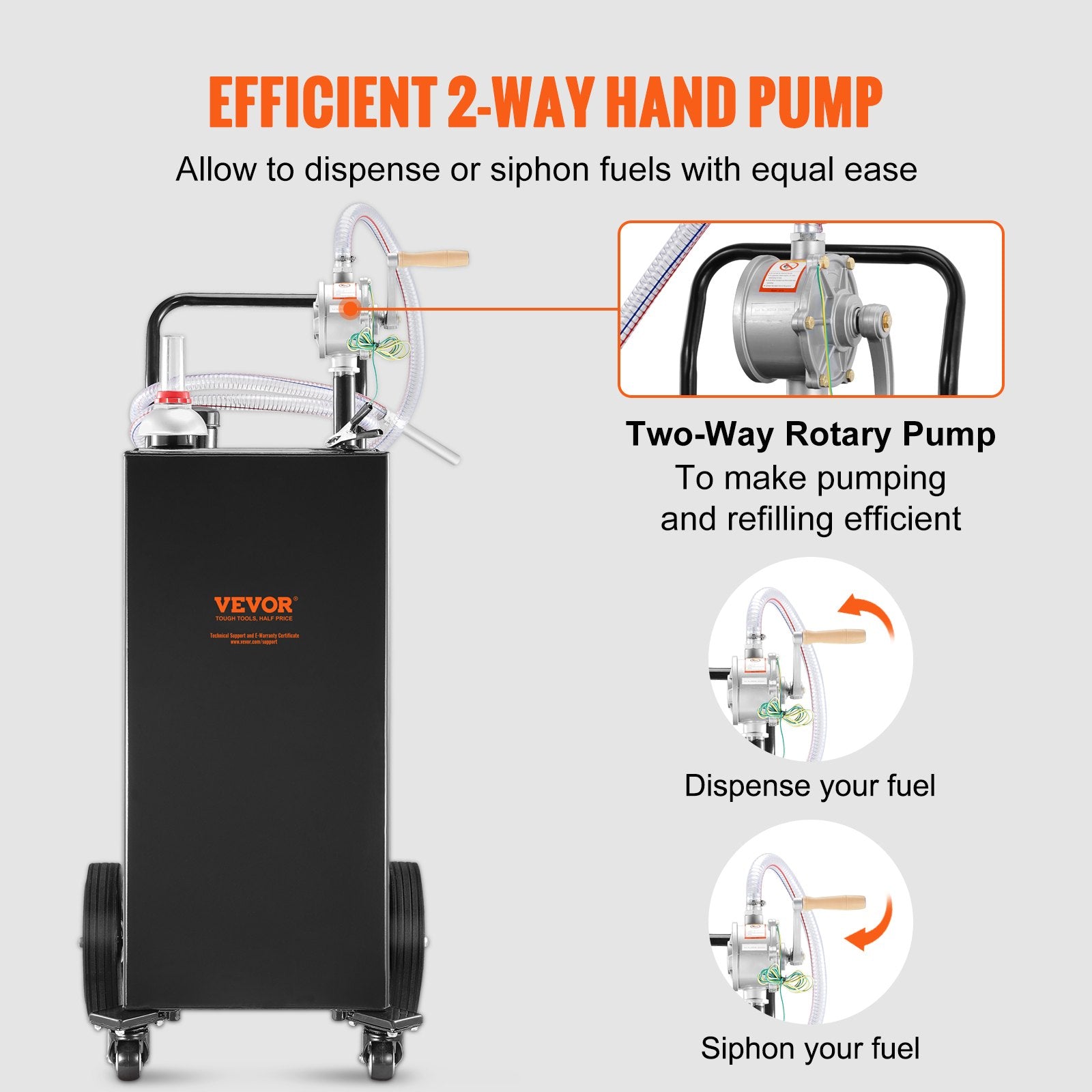 Fuel & Exhaust: VEVOR Fuel Caddy Fuel Storage Tank 114L Volume 4 Wheels with Manuel Pump Black