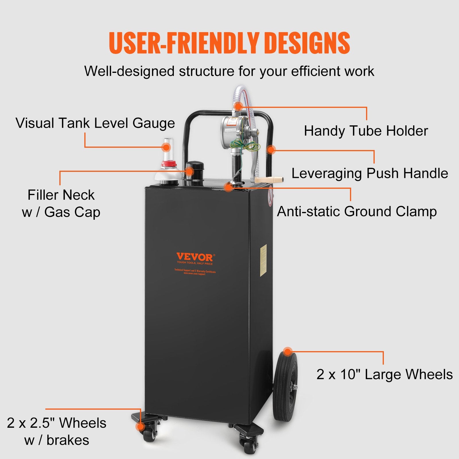 Fuel & Exhaust: VEVOR Fuel Caddy Fuel Storage Tank 114L Volume 4 Wheels with Manuel Pump Black