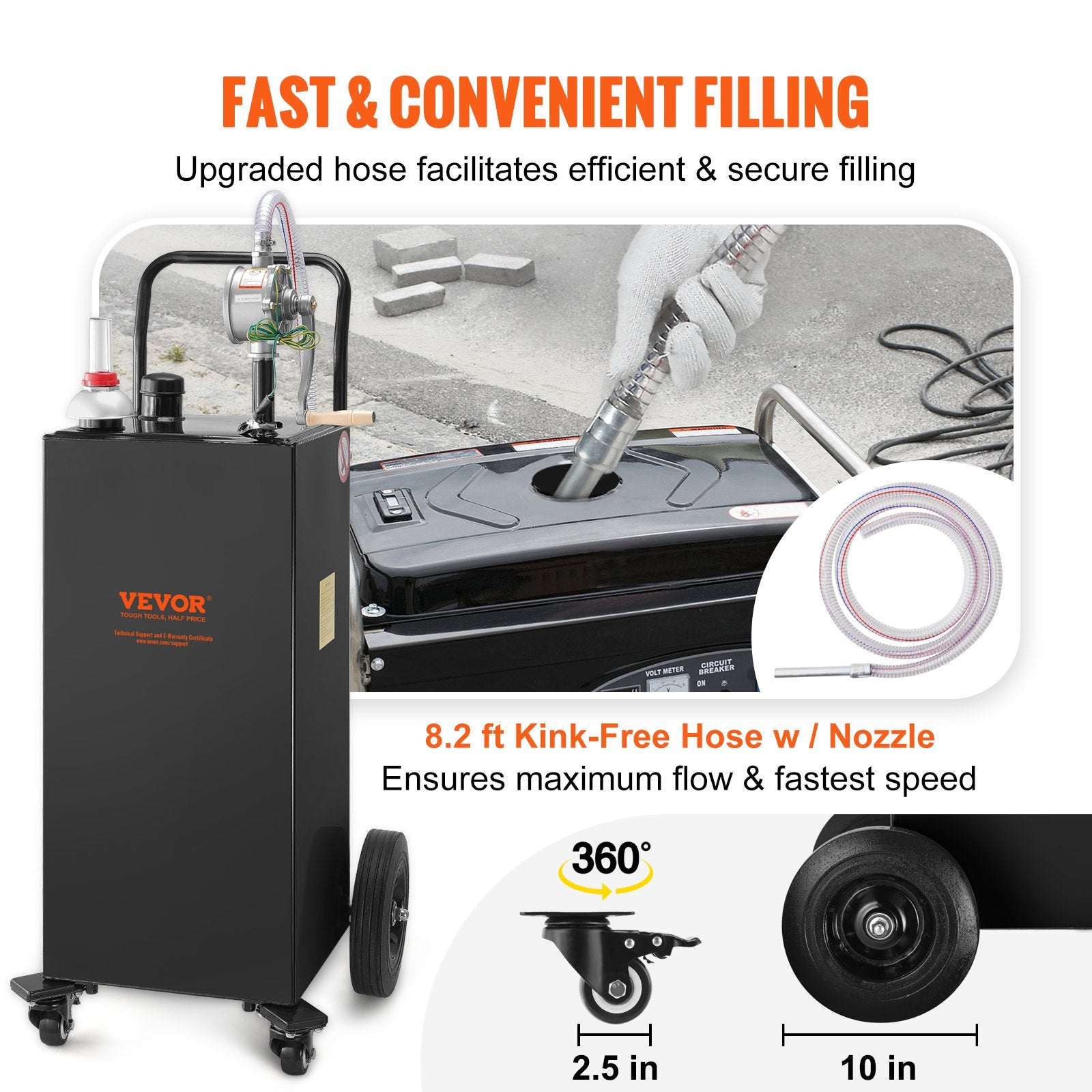 Fuel & Exhaust: VEVOR Fuel Caddy Fuel Storage Tank 114L Volume 4 Wheels with Manuel Pump Black