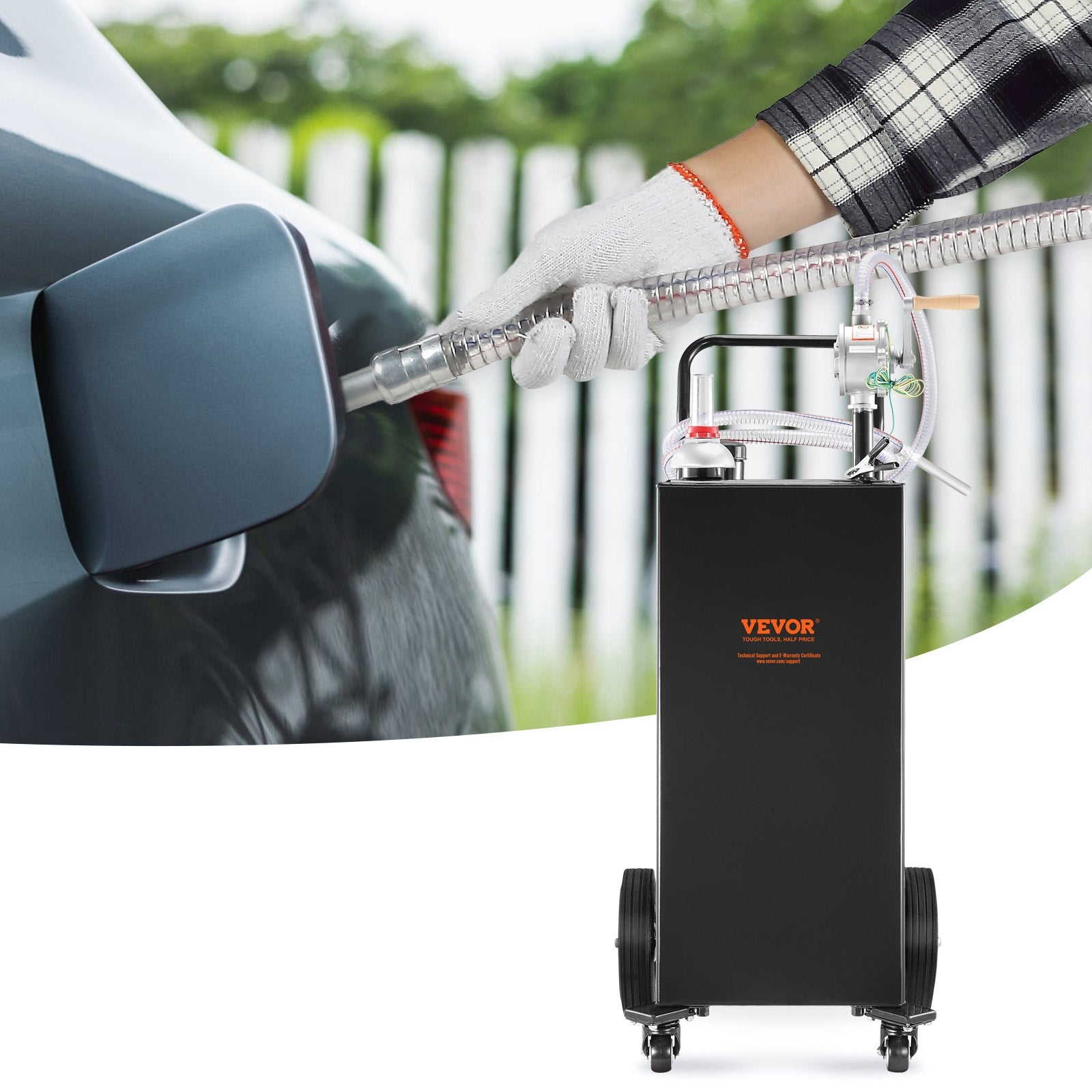 Fuel & Exhaust: VEVOR Fuel Caddy Fuel Storage Tank 114L Volume 4 Wheels with Manuel Pump Black