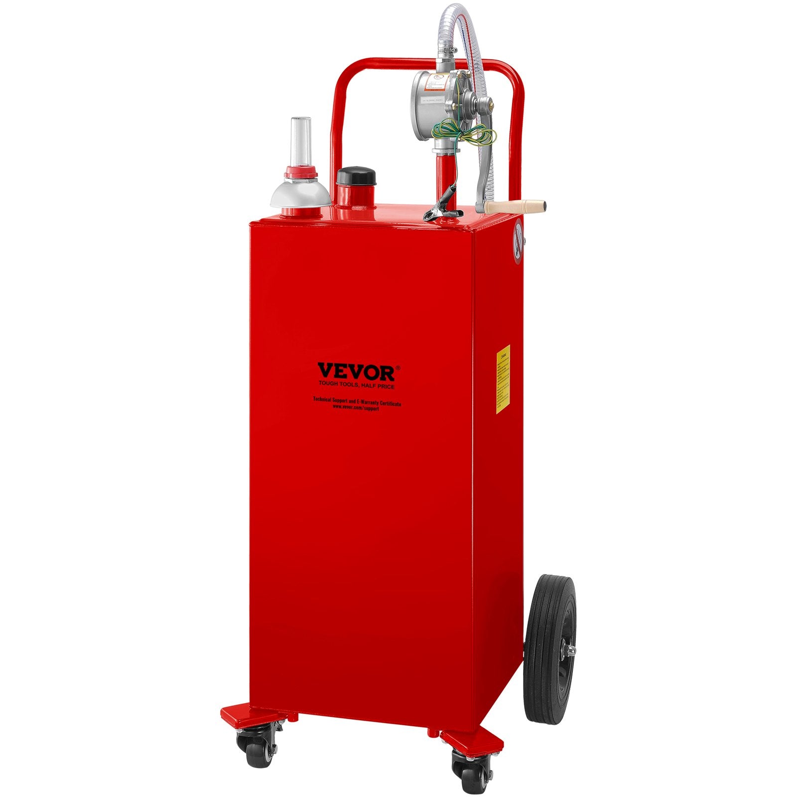 114L Fuel Caddy, Gas Storage Tank & 4 Wheels, with Manuel Transfer Pump, Gasoline Diesel Fuel Container for Cars, Lawn Mowers, ATVs, Boats, More, Red