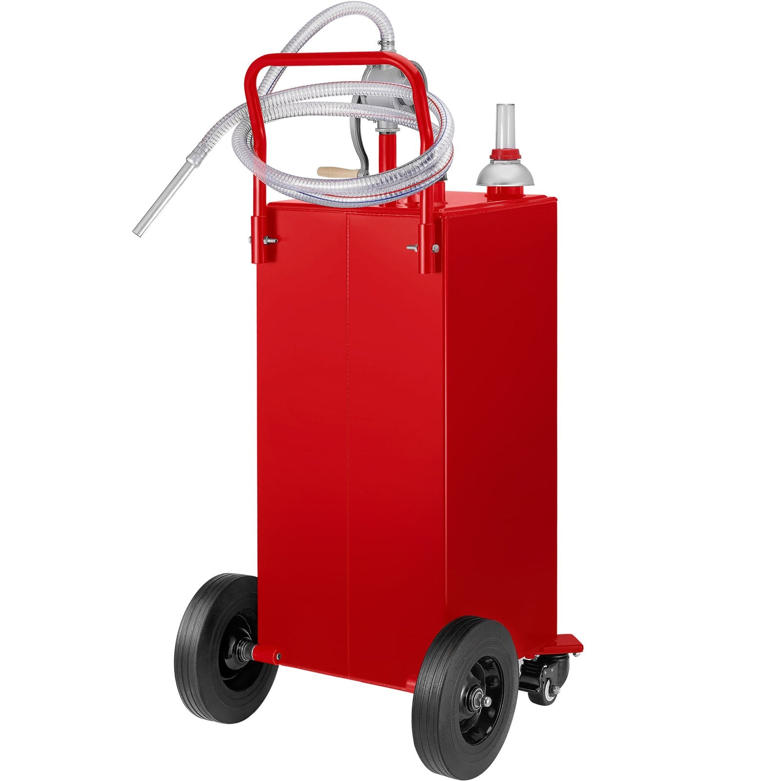 114L Fuel Caddy, Gas Storage Tank & 4 Wheels, with Manuel Transfer Pump, Gasoline Diesel Fuel Container for Cars, Lawn Mowers, ATVs, Boats, More, Red