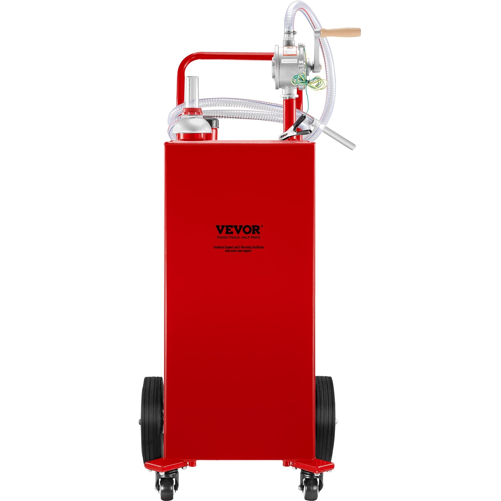 114L Fuel Caddy, Gas Storage Tank & 4 Wheels, with Manuel Transfer Pump, Gasoline Diesel Fuel Container for Cars, Lawn Mowers, ATVs, Boats, More, Red