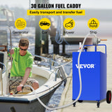 Hoverboards: VEVOR 114L Fuel Caddy, Gas Storage Tank & 4 Wheels, with Manuel Transfer Pump, Gasoline Diesel Fuel Container for Cars, Lawn Mowers, ATVs, Boats, More, Blue