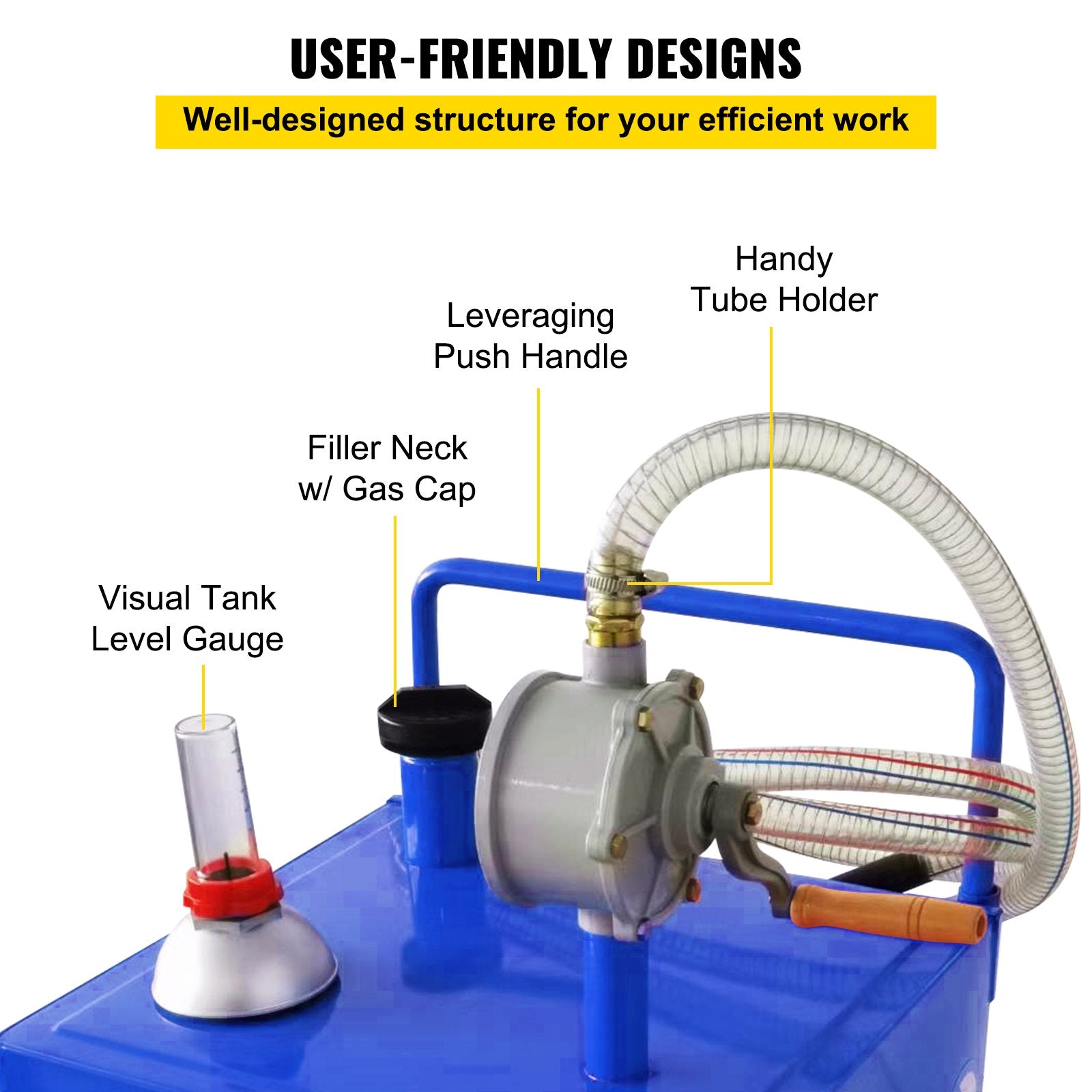 114L Fuel Caddy, Gas Storage Tank & 4 Wheels, with Manuel Transfer Pump, Gasoline Diesel Fuel Container for Cars, Lawn Mowers, ATVs, Boats, More, Blue