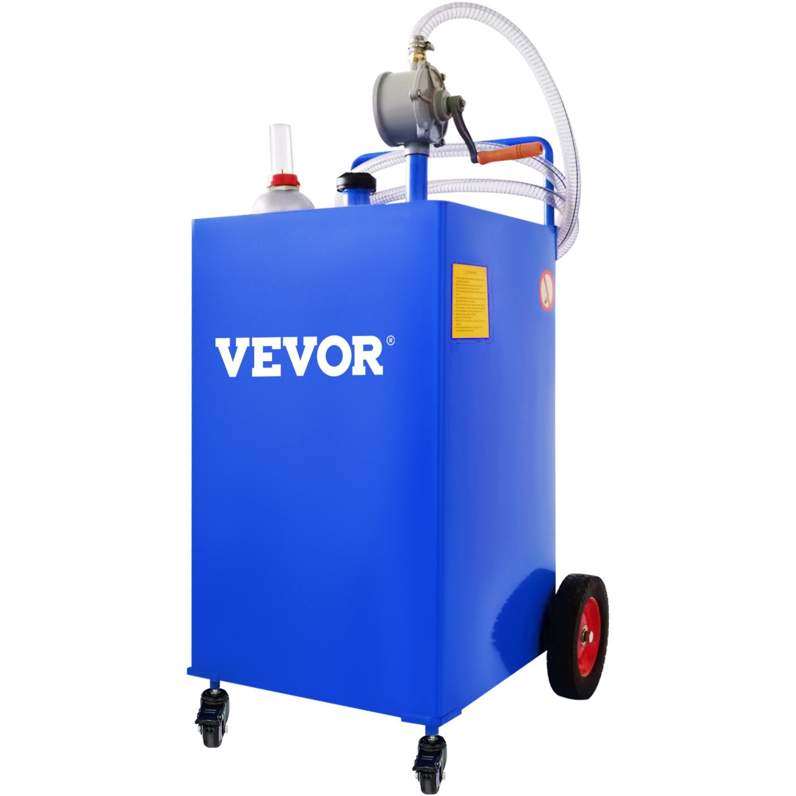 114L Fuel Caddy, Gas Storage Tank & 4 Wheels, with Manuel Transfer Pump, Gasoline Diesel Fuel Container for Cars, Lawn Mowers, ATVs, Boats, More, Blue