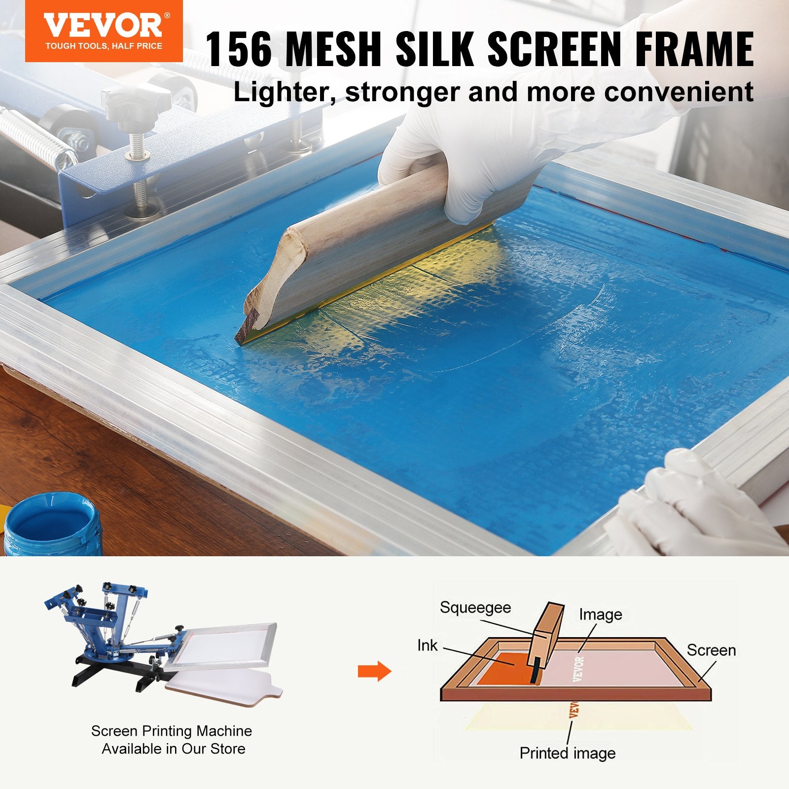 Kitchen Sinks: VEVOR Screen Printing Kit, 6 Pieces Aluminum Silk Screen Printing Frames, 25.4 x 35.6 cm Silk Screen Printing Frame with 156 Count Mesh, High Tension Nylon Mesh and Sealing Tape for T-shirts DIY