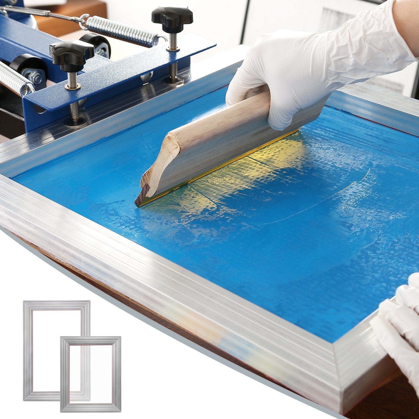 Jewellery Making Kits: VEVOR Screen Printing Kit, 2 Pieces Aluminum Silk Screen Printing Frames20.3 x 25.4/25.4 x 35.6cm 110 Count Mesh, 2 Tapes and Screen Printing Squeegees and Transparency Films for T-shirts DIY