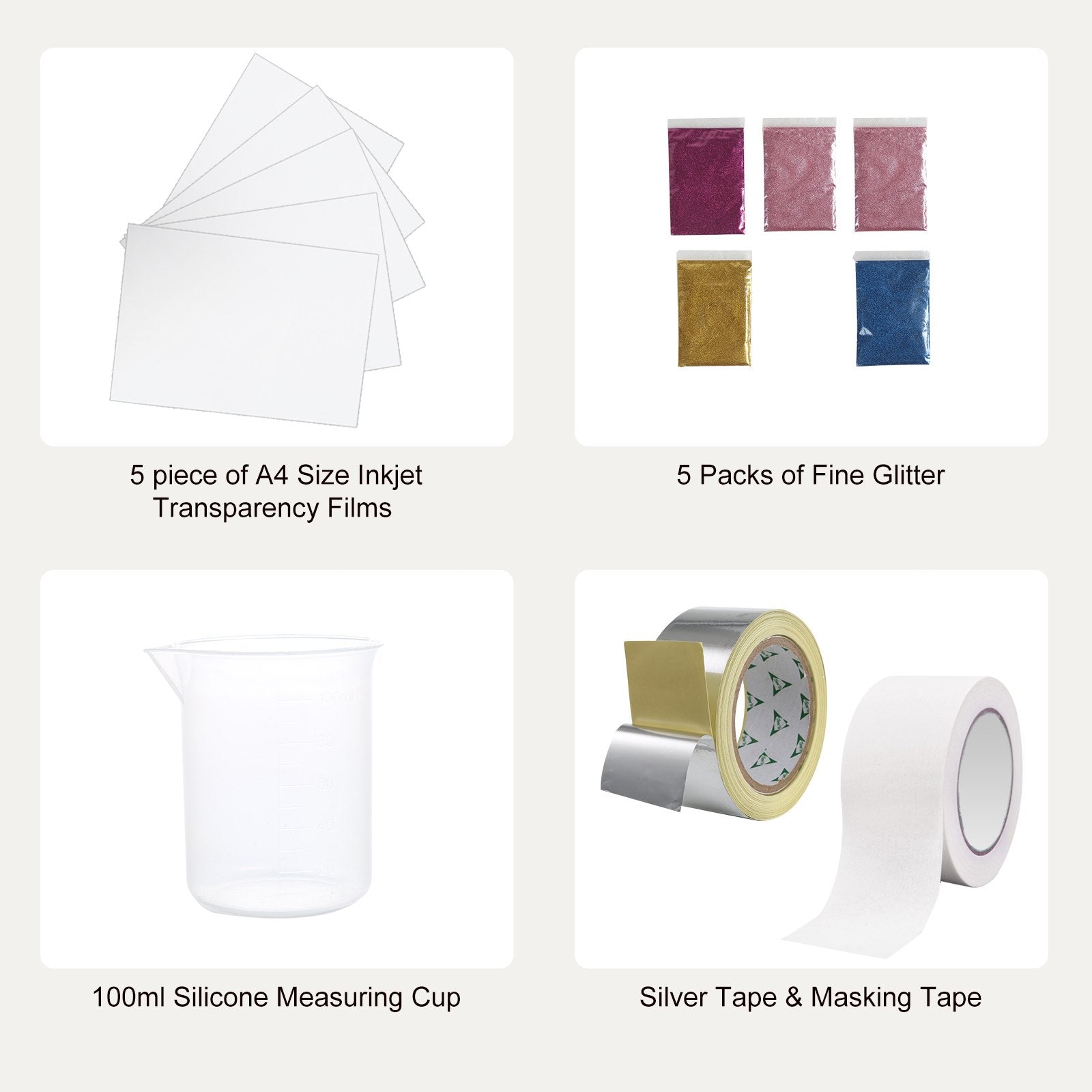 Jewellery Making Kits: VEVOR Screen Printing Kit, 3 Pieces Aluminum Silk Screen Printing Frames 25x36/20x30/15x25 cm 110 Count Mesh, 5 Glitters and Screen Printing Squeegees and Transparency Films for T-shirts DIY