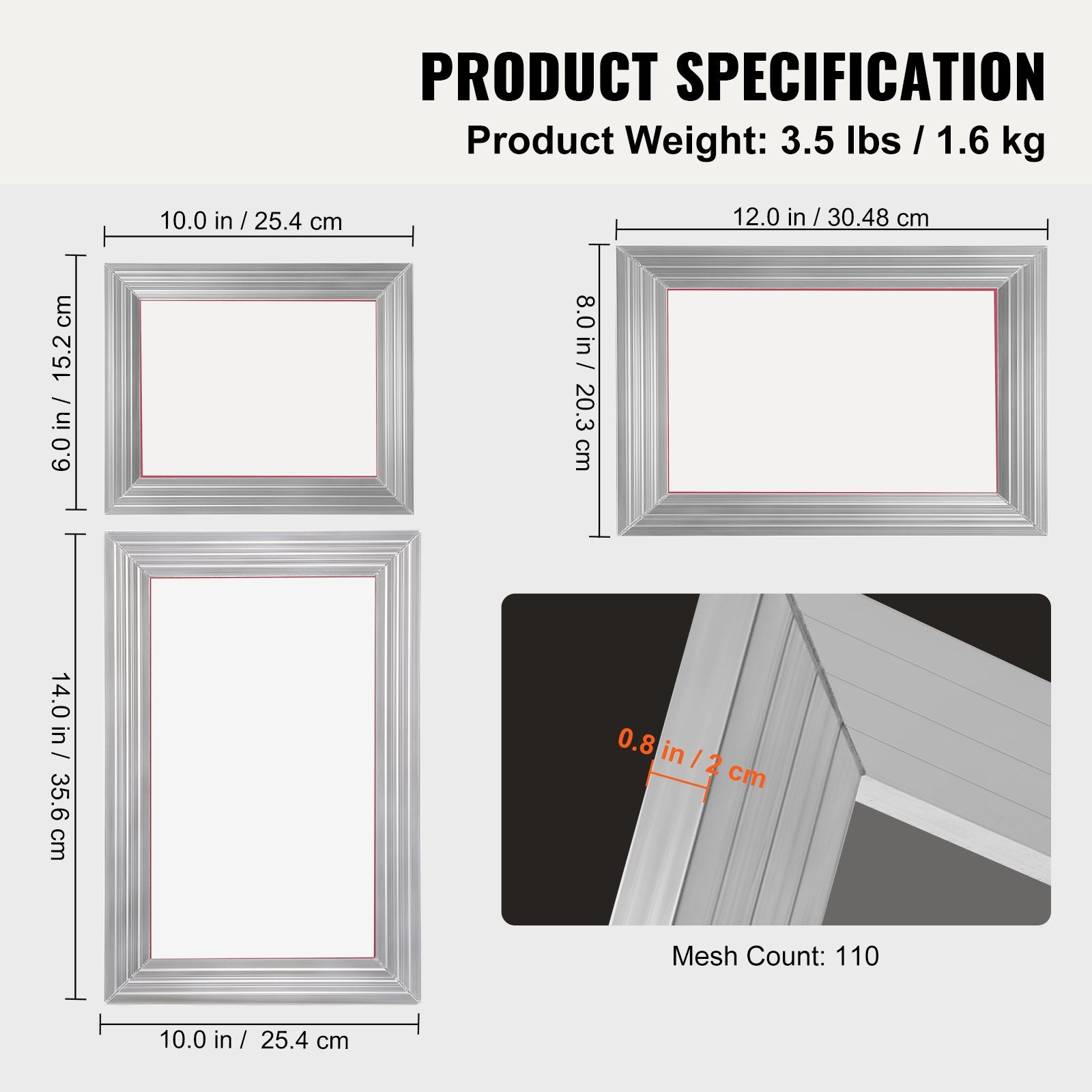 Jewellery Making Kits: VEVOR Screen Printing Kit, 3 Pieces Aluminum Silk Screen Printing Frames 25x36/20x30/15x25 cm 110 Count Mesh, 5 Glitters and Screen Printing Squeegees and Transparency Films for T-shirts DIY