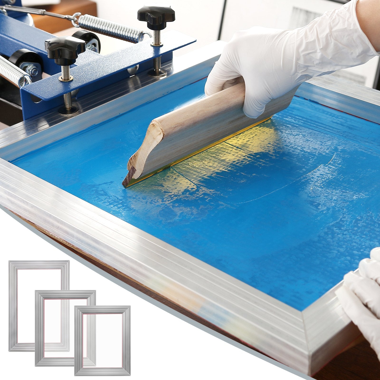 Jewellery Making Kits: VEVOR Screen Printing Kit, 3 Pieces Aluminum Silk Screen Printing Frames 25x36/20x30/15x25 cm 110 Count Mesh, 5 Glitters and Screen Printing Squeegees and Transparency Films for T-shirts DIY