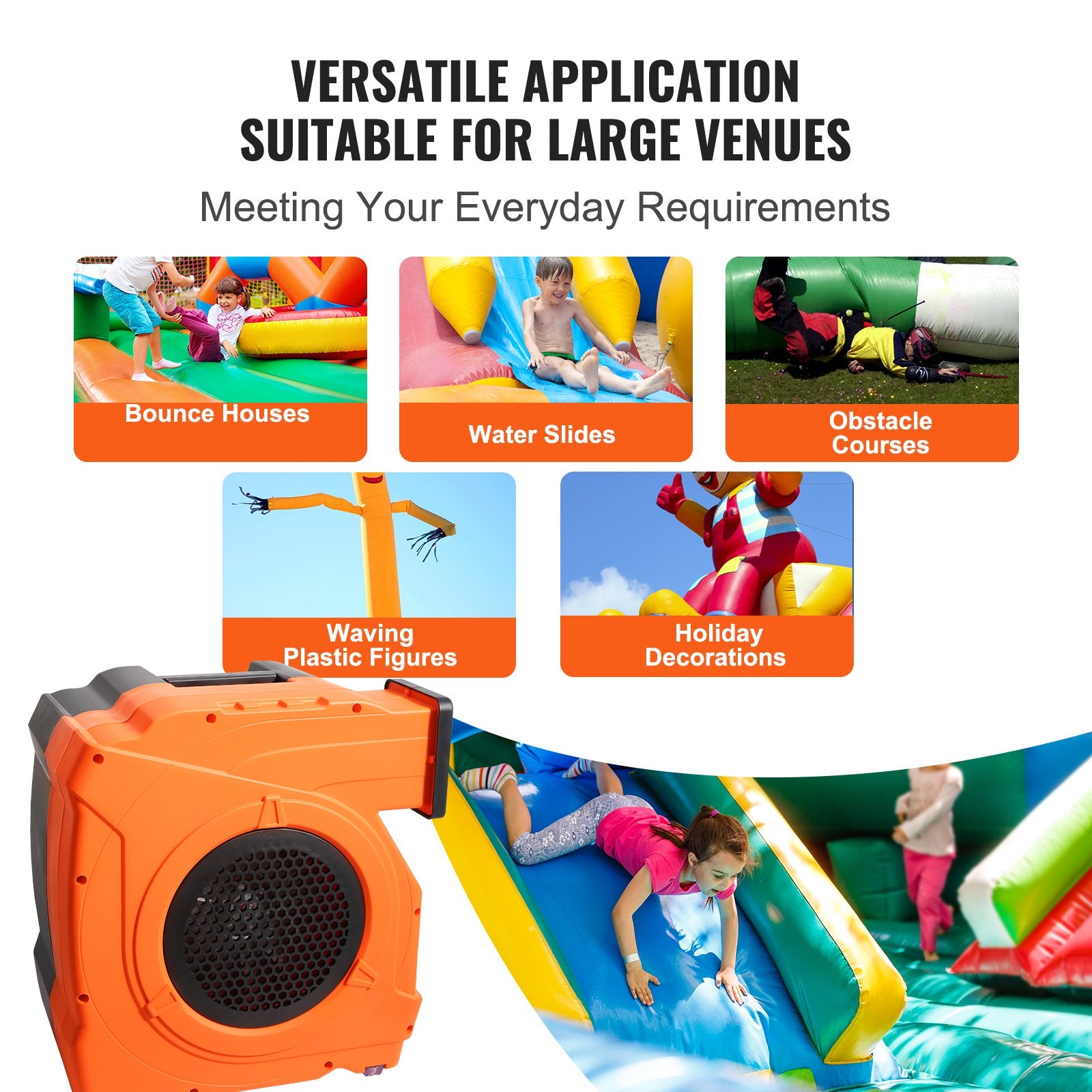 Gardening Tools: VEVOR Inflatable Blower, 1100W, 1.5 & 1.7 HP Bounce House Blower, Pump Commercial Air Blower for Inflatables, 3100 RPM Bouncy Castle Electric Fan for Bounce House, Waterslides, Tested to UL Standards