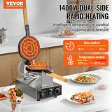 Rice Cookers & Steamers: VEVOR Commercial Bubble Waffle Maker, 1400W Egg Pancake Baker Machine, Non-Stick Stainless Steel Egg Bubble Puff, 180° Rotatable, Temp and Time Control, Wooden Handle, for Restaurant Bakery Snack Bar