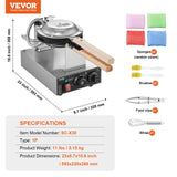 Rice Cookers & Steamers: VEVOR Commercial Bubble Waffle Maker, 1400W Egg Pancake Baker Machine, Non-Stick Stainless Steel Egg Bubble Puff, 180° Rotatable, Temp and Time Control, Wooden Handle, for Restaurant Bakery Snack Bar