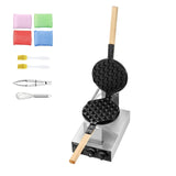 Rice Cookers & Steamers: VEVOR Commercial Bubble Waffle Maker, 1400W Egg Pancake Baker Machine, Non-Stick Stainless Steel Egg Bubble Puff, 180° Rotatable, Temp and Time Control, Wooden Handle, for Restaurant Bakery Snack Bar