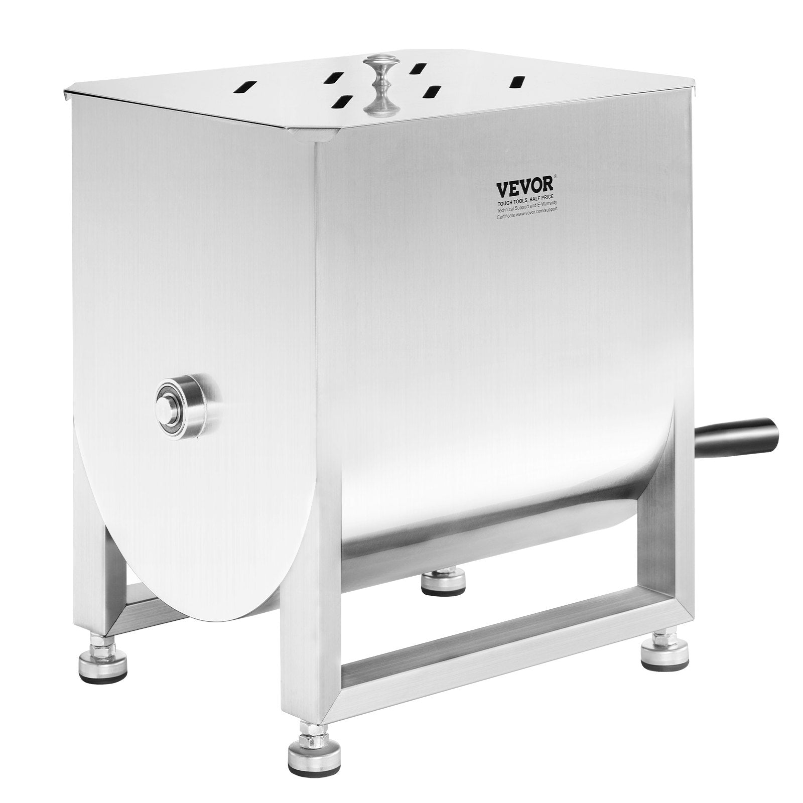 Manual Meat Mixer, 60L Fixed Tank Meat Processing Equipment(Mixing Max 60LBS for Meat), Stainless Steel Meat Mixer, Sausage Mixer Machine with Lid Handle Gear Reducer, Ground Beef Hand Mixer