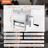 Audio Players & Recorders: VEVOR Manual Meat Mixer, 60L Fixed Tank Meat Processing Equipment(Mixing Max 60LBS for Meat), Stainless Steel Meat Mixer, Sausage Mixer Machine with Lid Handle Gear Reducer, Ground Beef Hand Mixer
