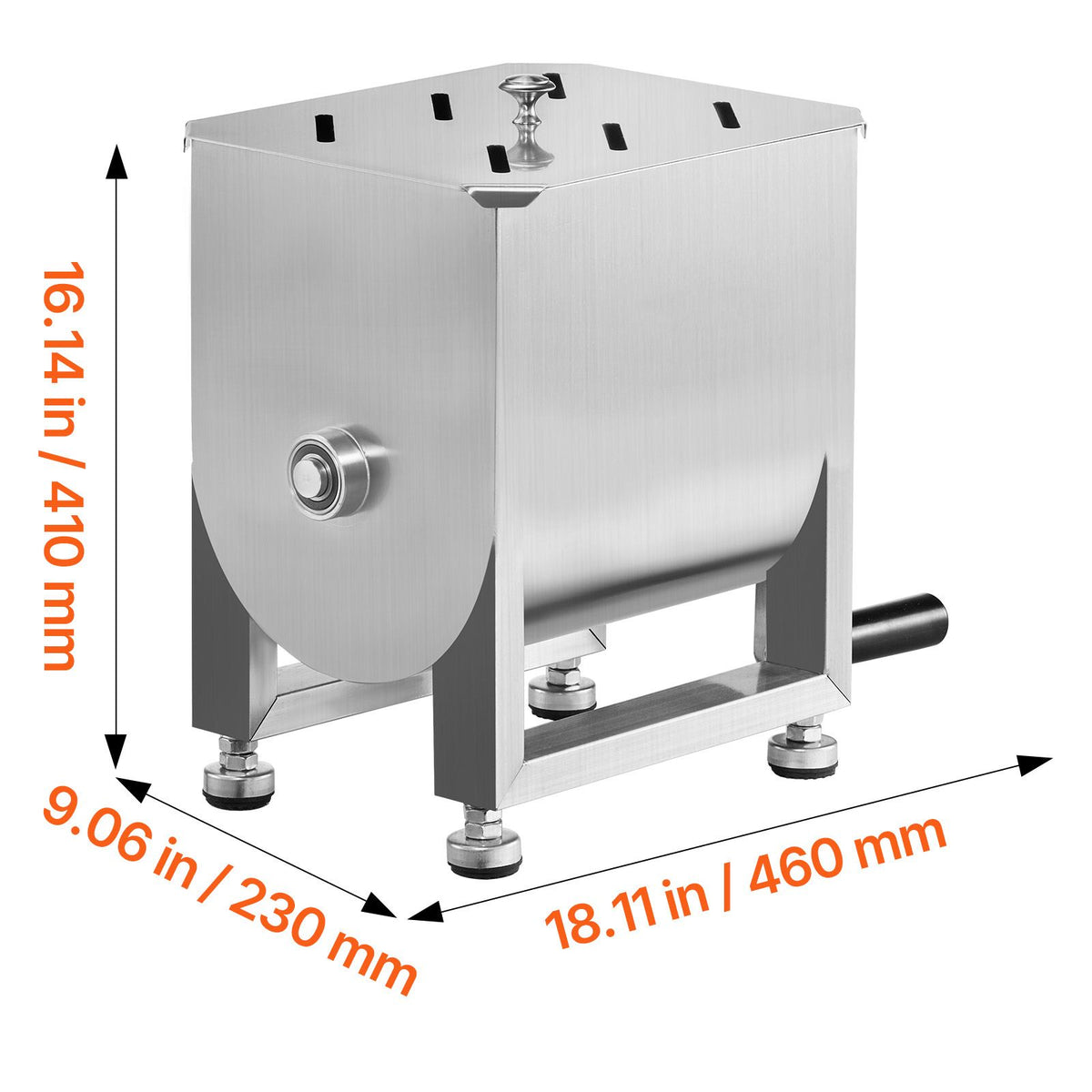 Manual Meat Mixer, 10L Fixed Tank Meat Processing Equipment(Mixing Maximum 15LBS for Meat), Stainless Steel Meat Mixer, Sausage Mixer Machine with Lid and Handle, Ground Beef Hand Mixer