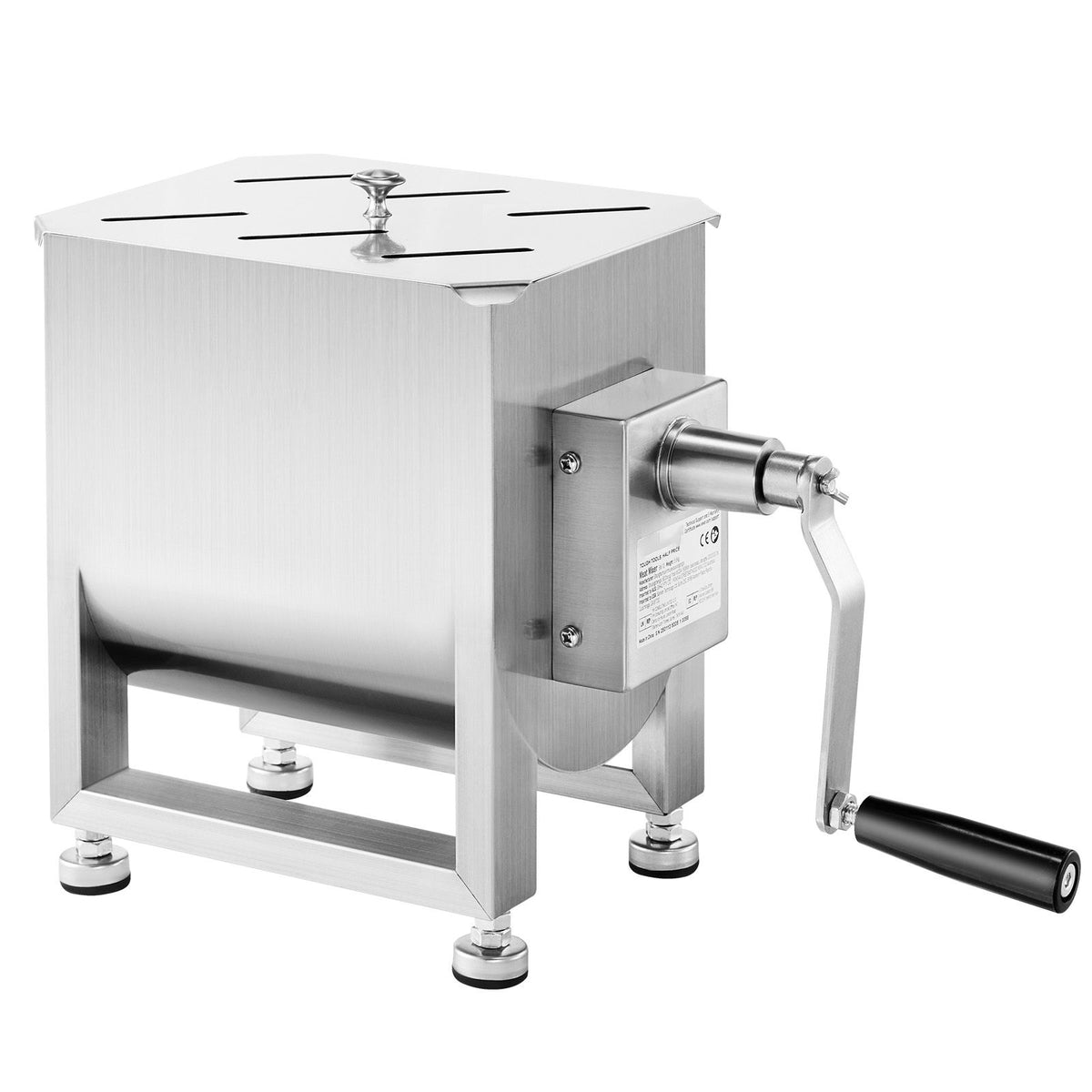 Manual Meat Mixer, 10L Fixed Tank Meat Processing Equipment(Mixing Max 15LBS for Meats), Stainless Steel Sausage Mixer Machine with Lid Handle Gear Reducer, Ground Beef Hand Mixers