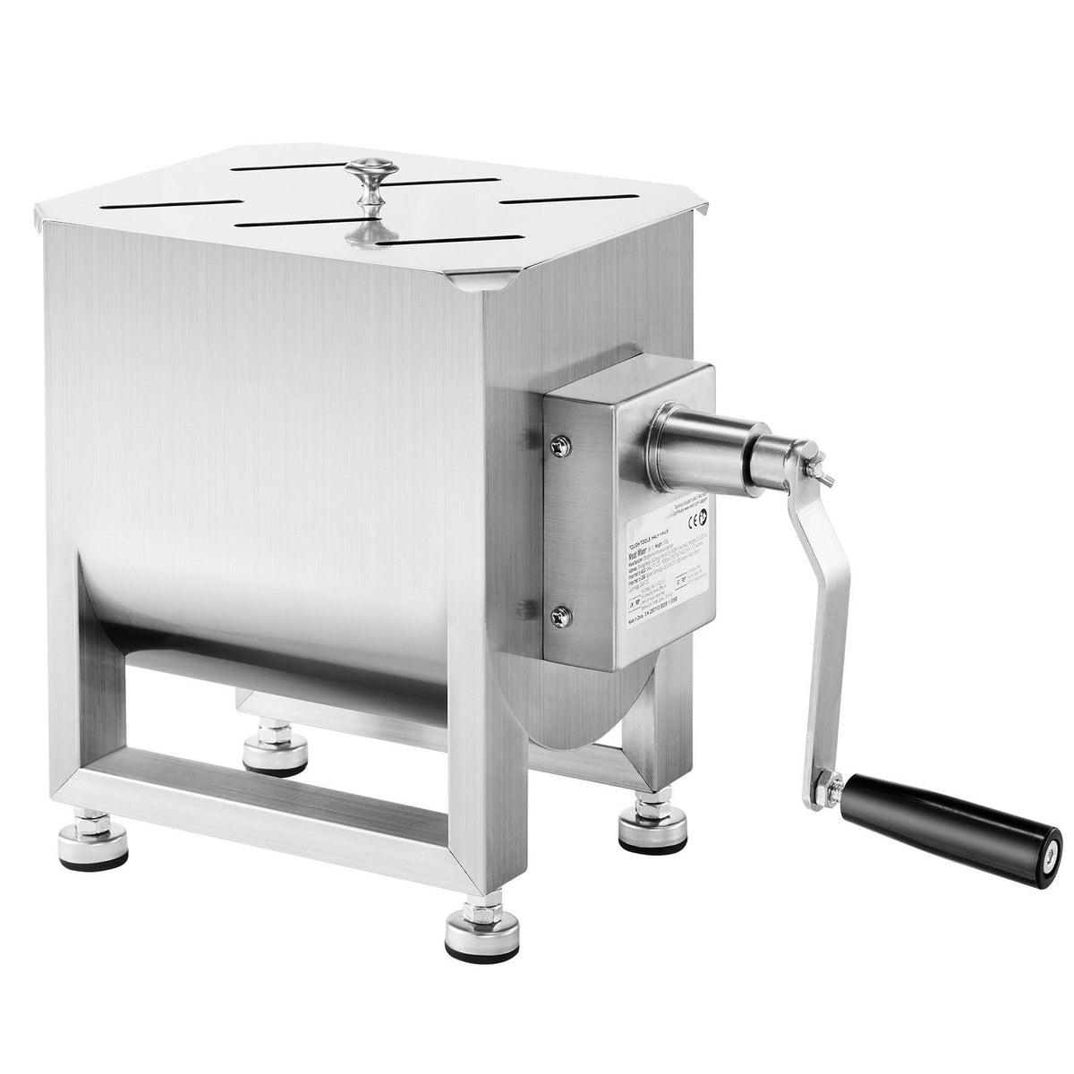 Manual Meat Mixer, 10L Fixed Tank Meat Processing Equipment(Mixing Max 15LBS for Meats), Stainless Steel Sausage Mixer Machine with Lid Handle Gear Reducer, Ground Beef Hand Mixers