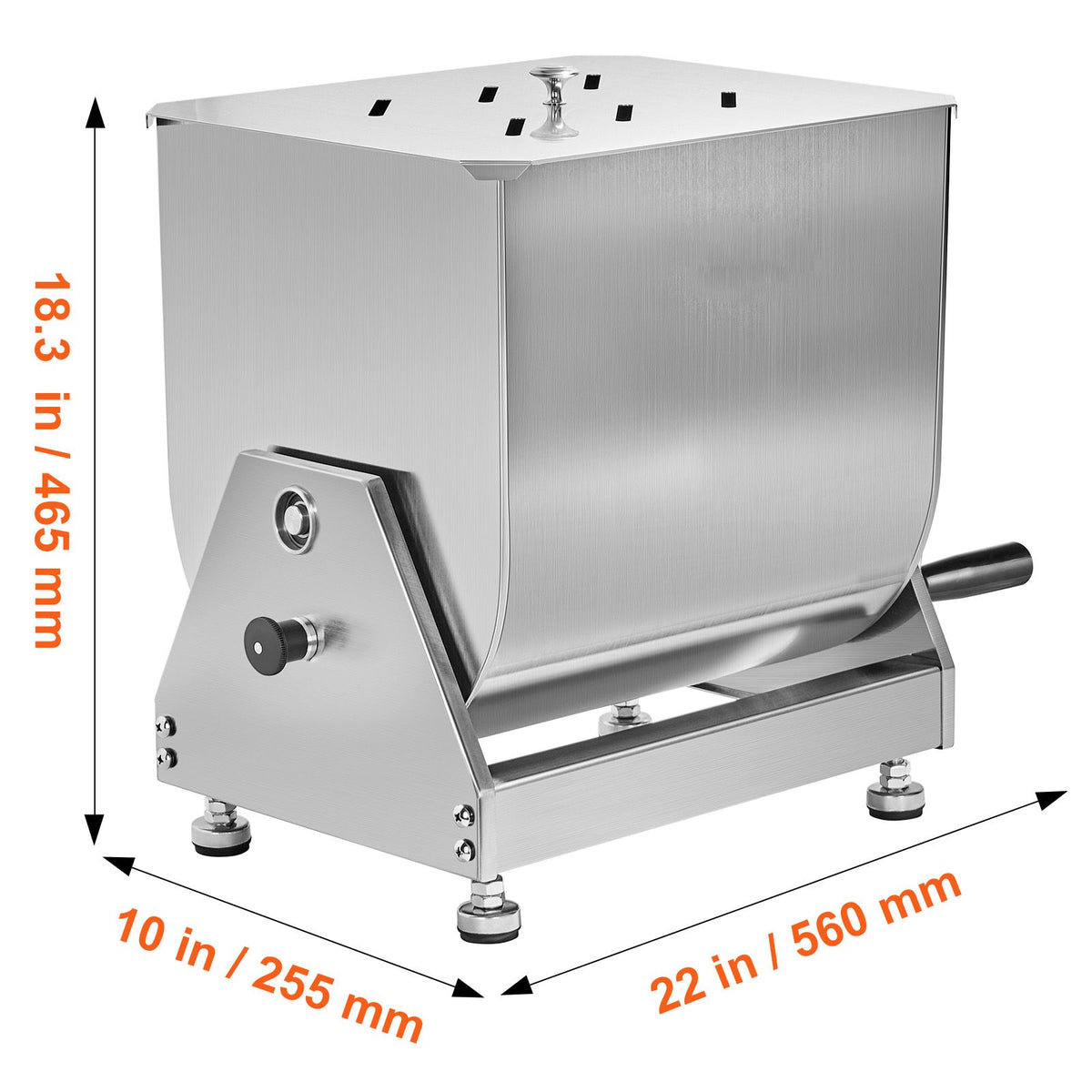 Manual Meat Mixer, 10L Tilt Tank Meat Processing Equipment(Mixing Max 15LBS for Meat), Stainless Steel Meat Mixer, Sausage Mixer Machine with Lid Handle Gear Reducer, Ground Beef Hand Mixer