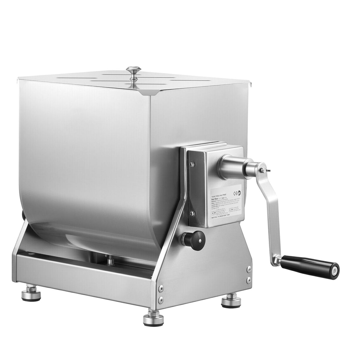 Manual Meat Mixer, 10L Tilt Tank Meat Processing Equipment(Mixing Max 15LBS for Meat), Stainless Steel Meat Mixer, Sausage Mixer Machine with Lid Handle Gear Reducer, Ground Beef Hand Mixer