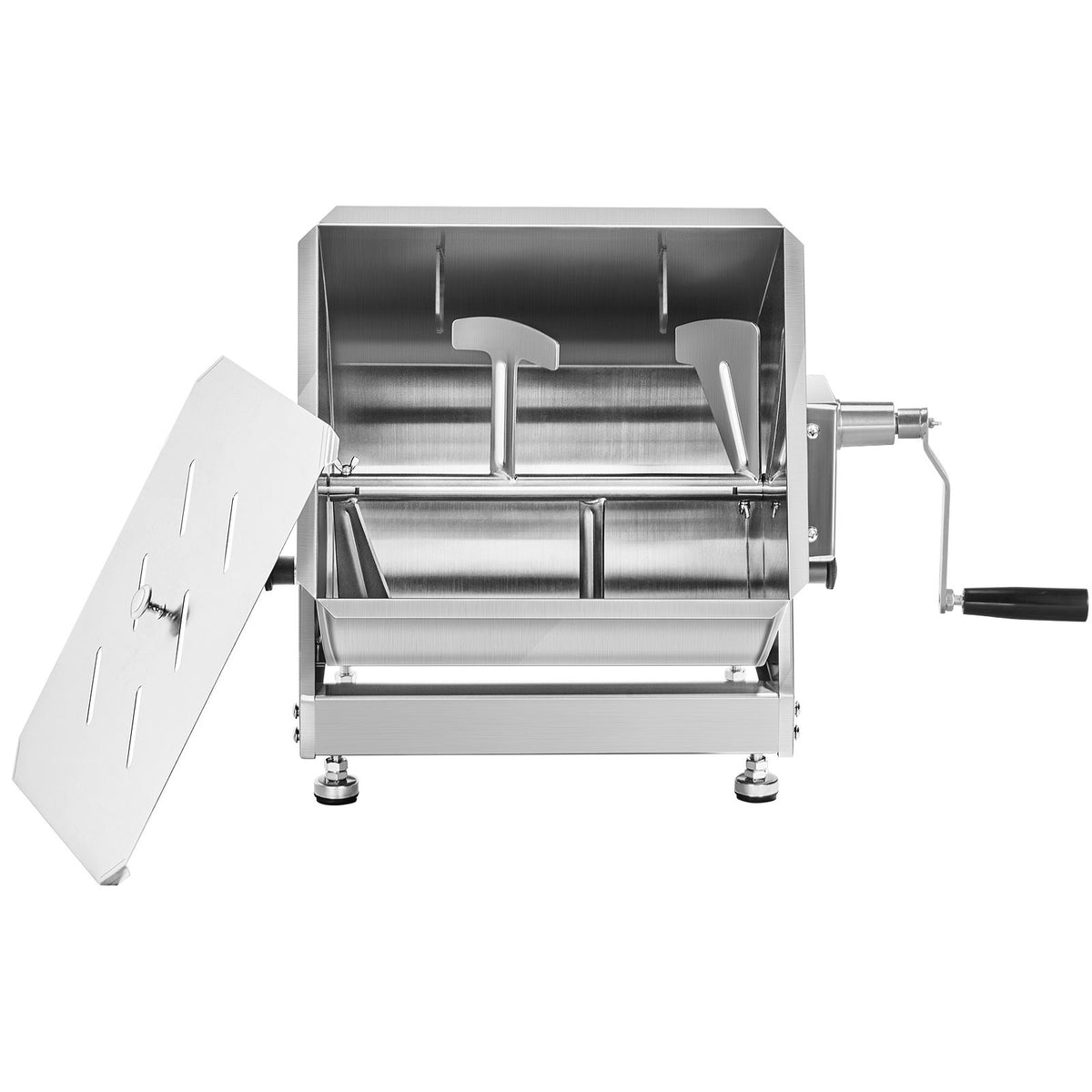Manual Meat Mixer, 10L Tilt Tank Meat Processing Equipment(Mixing Max 15LBS for Meat), Stainless Steel Meat Mixer, Sausage Mixer Machine with Lid Handle Gear Reducer, Ground Beef Hand Mixer