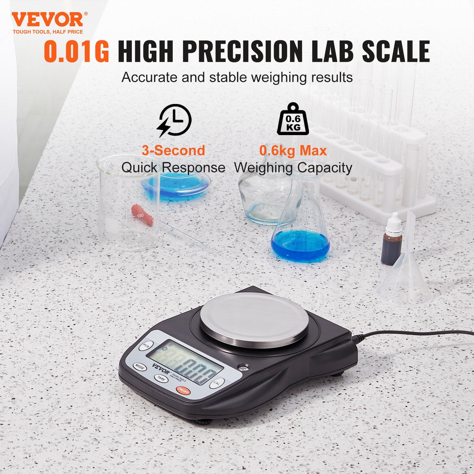 Kitchen Scales: VEVOR Analytical Balance Lab Scale 600g x 0.01g 6 Units Conversion Electronic