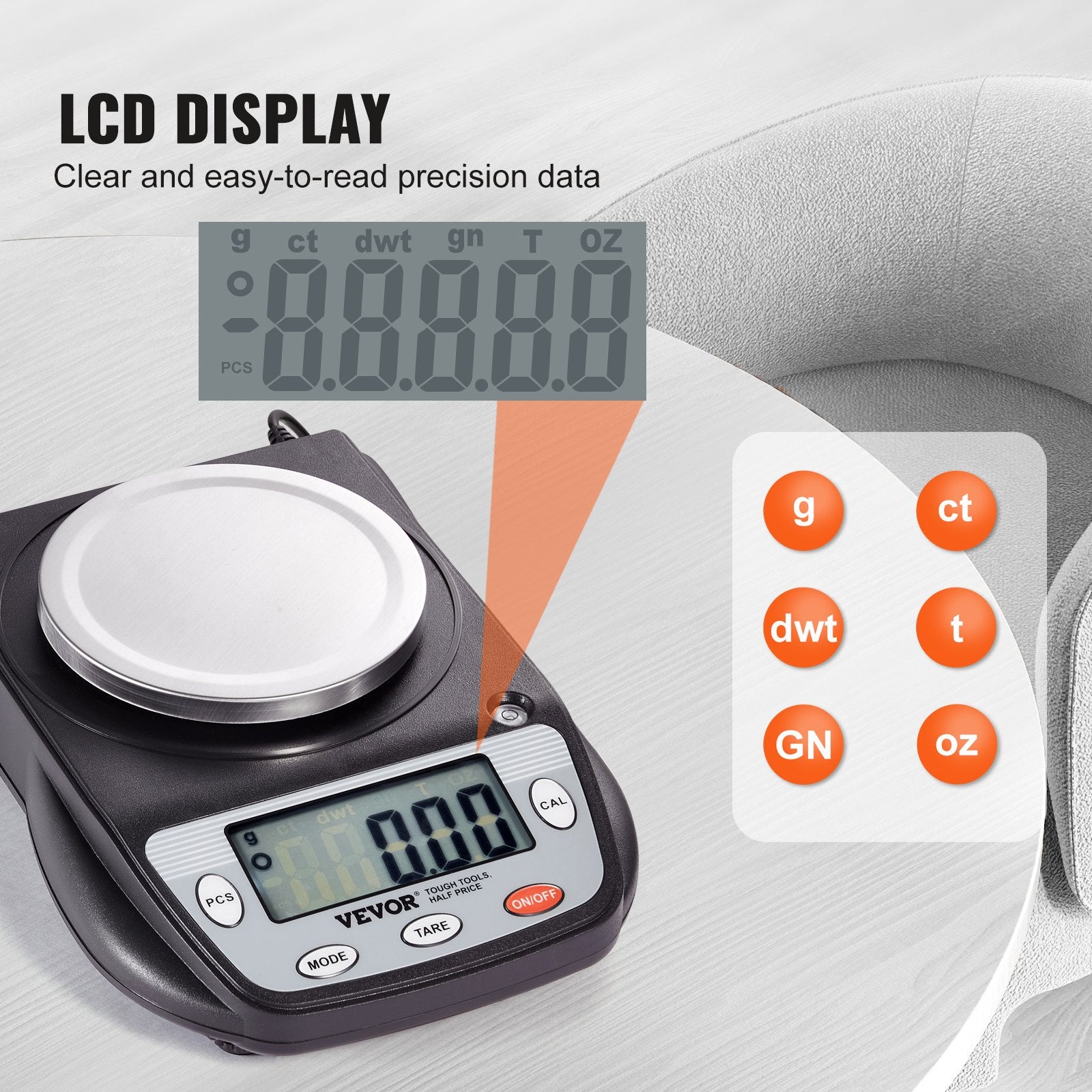 Kitchen Scales: VEVOR Analytical Balance Lab Scale 600g x 0.01g 6 Units Conversion Electronic