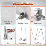 Food Warmers & Chafing Dishes: VEVOR Commercial Electric Food Warmer Countertop Buffet 6*5Qt with Glass Shield