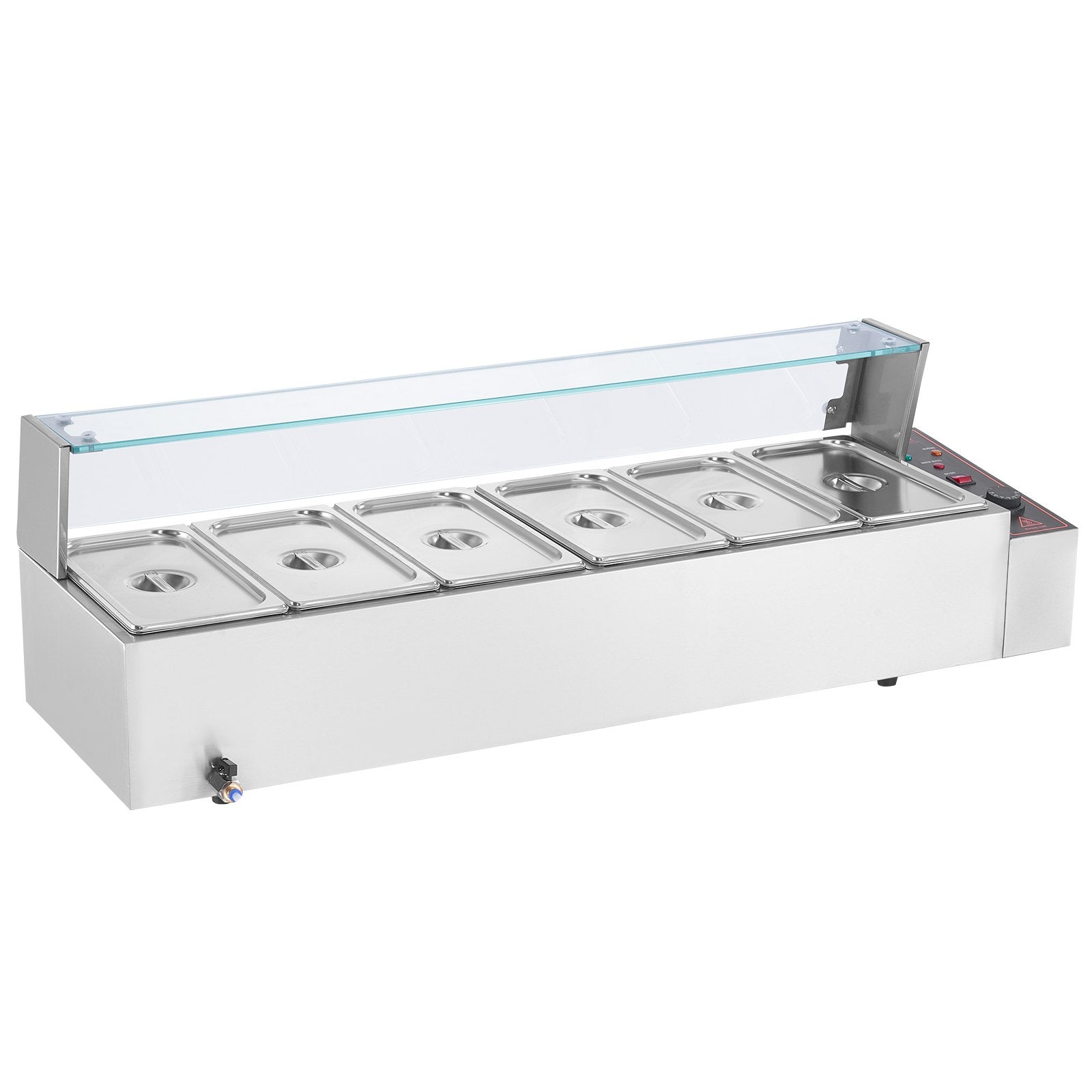 Food Warmers & Chafing Dishes: VEVOR Commercial Electric Food Warmer Countertop Buffet 6*5Qt with Glass Shield