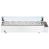 Food Warmers & Chafing Dishes: VEVOR Commercial Electric Food Warmer Countertop Buffet 6*5Qt with Glass Shield