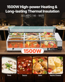 Food Warmers & Chafing Dishes: VEVOR Commercial Food Warmer, 1500W Electric Stainless Steel Steam Food Warmer with Glass Cover, 9-Pan Countertop Buffet Bain Marie with Soup & Perforated Ladles, for Catering, Restaurant & Party