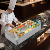 Food Warmers & Chafing Dishes: VEVOR Commercial Food Warmer, 1500W Electric Stainless Steel Steam Food Warmer with Glass Cover, 9-Pan Countertop Buffet Bain Marie with Soup & Perforated Ladles, for Catering, Restaurant & Party