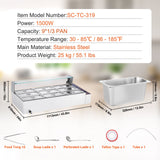 Food Warmers & Chafing Dishes: VEVOR Commercial Electric Food Warmer Countertop Buffet 9*5Qt with Glass Shield