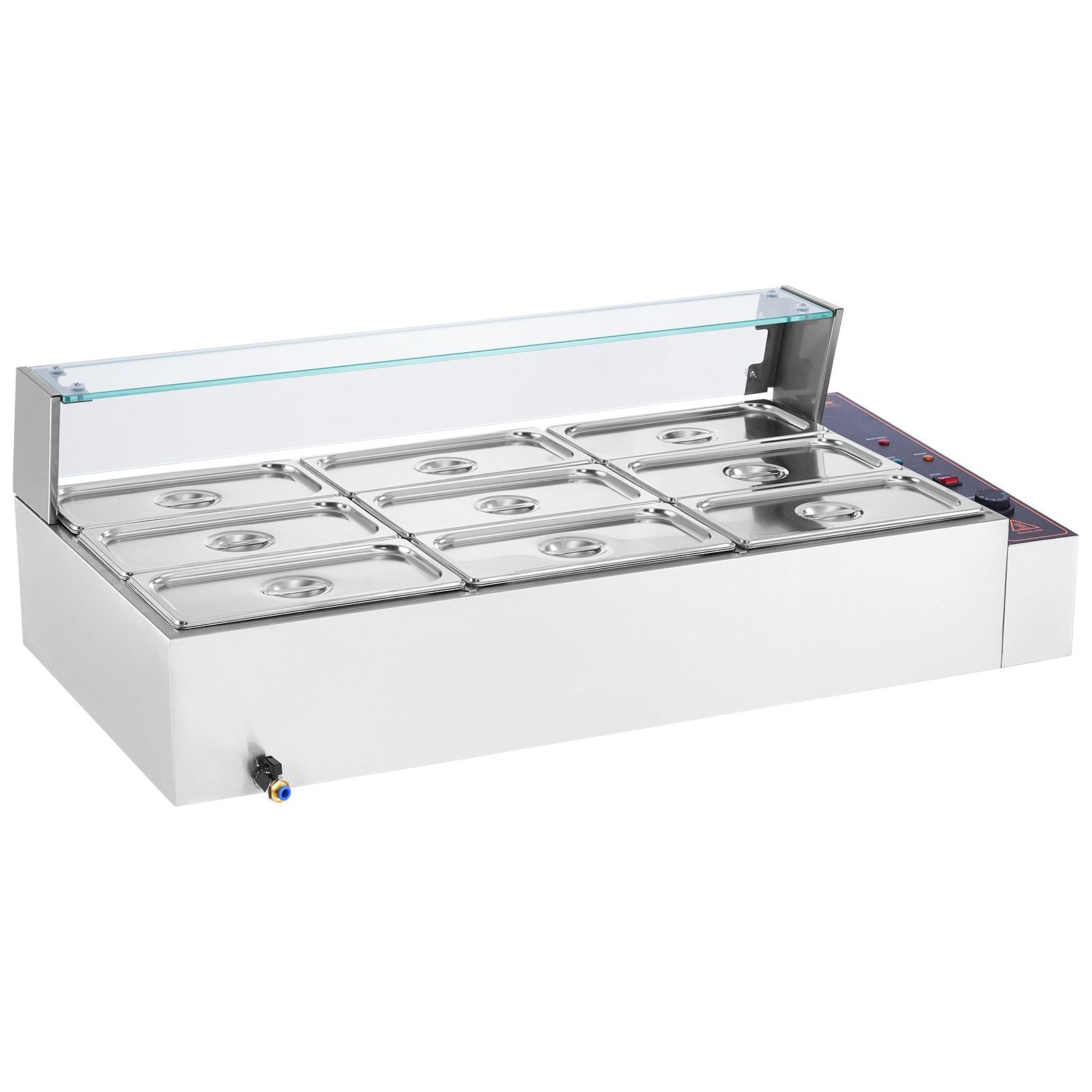 Food Warmers & Chafing Dishes: VEVOR Commercial Electric Food Warmer Countertop Buffet 9*5Qt with Glass Shield