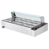 Food Warmers & Chafing Dishes: VEVOR Commercial Electric Food Warmer Countertop Buffet 9*5Qt with Glass Shield