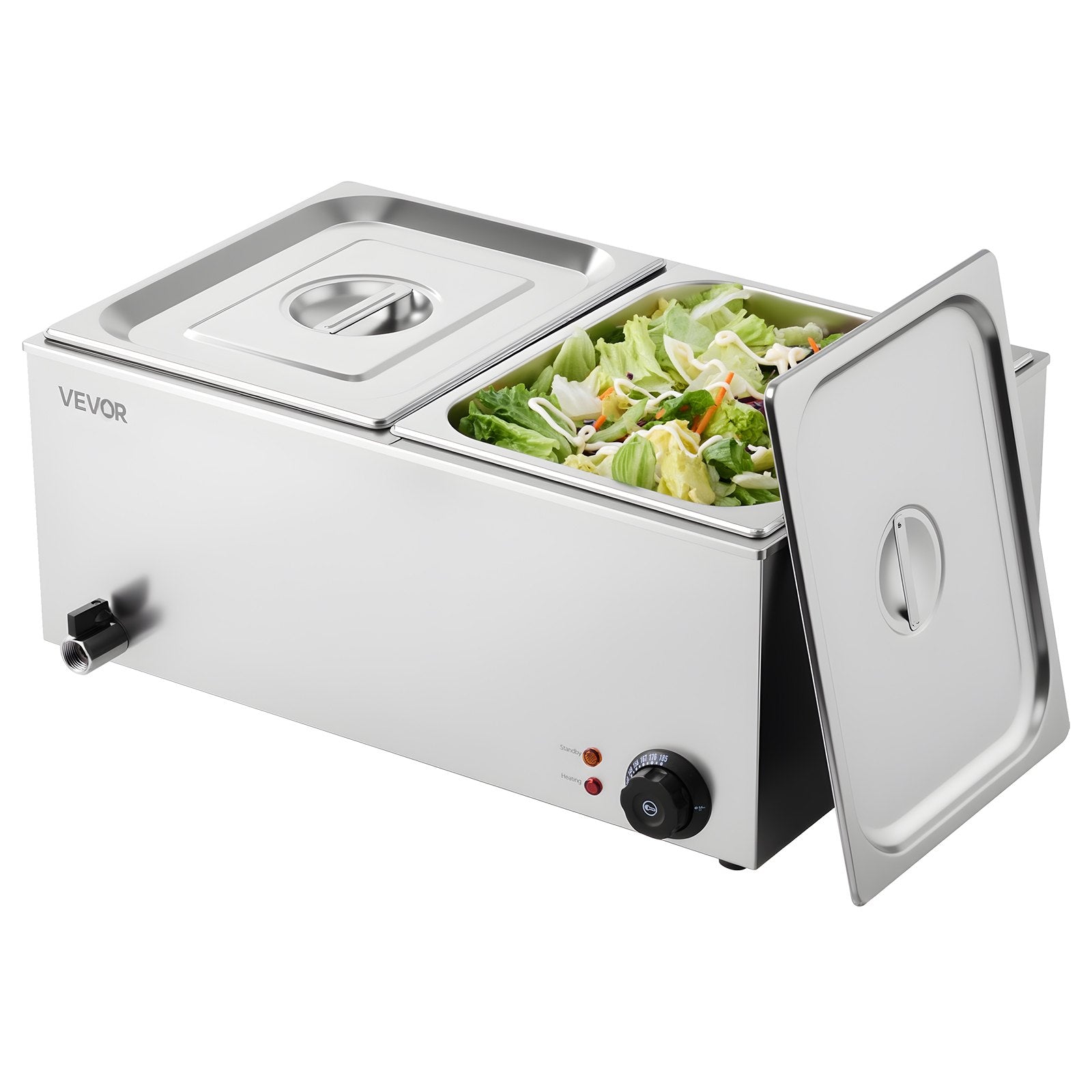 Commercial Food Warmer, 2-Pan Electric Steam Table, 1200W Professional Countertop Stainless Steel Buffet Bain Marie with 30-85°C Temp Control for Catering, Buffet, Parties, Restaurants