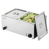 Food Warmers & Chafing Dishes: VEVOR Commercial Food Warmer, 2-Pan Electric Steam Table, 1200W Professional Countertop Stainless Steel Buffet Bain Marie with 30-85°C Temp Control for Catering, Buffet, Parties, Restaurants